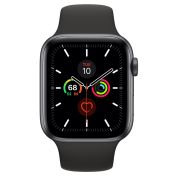 Apple Watch Series 5 GPS, 44mm Space Gray Aluminum Case with Black Sport Band 
