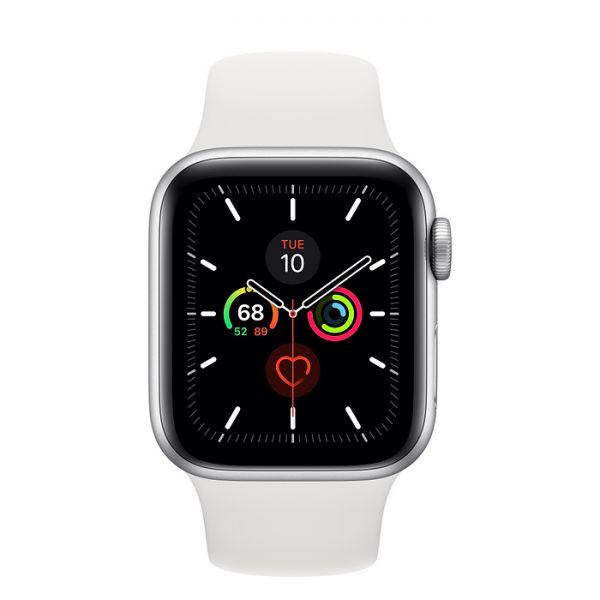Apple Watch Series 5 GPS, 40mm Silver Aluminum Case with White